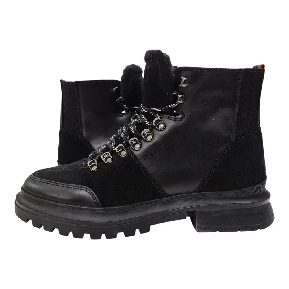 KURT GEIGER Boots VIPER HIKER Mens Size EU 43/US 10 Black Leather Suede Combat